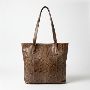 Python Leather Vintage Tote Bag Made in Italy